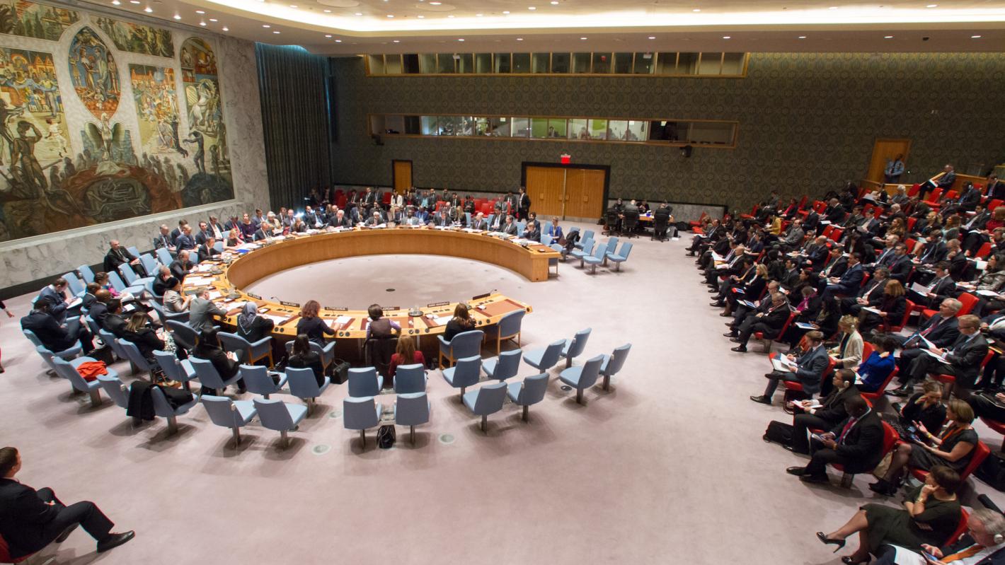 A wide view of the Security Council meeting.
