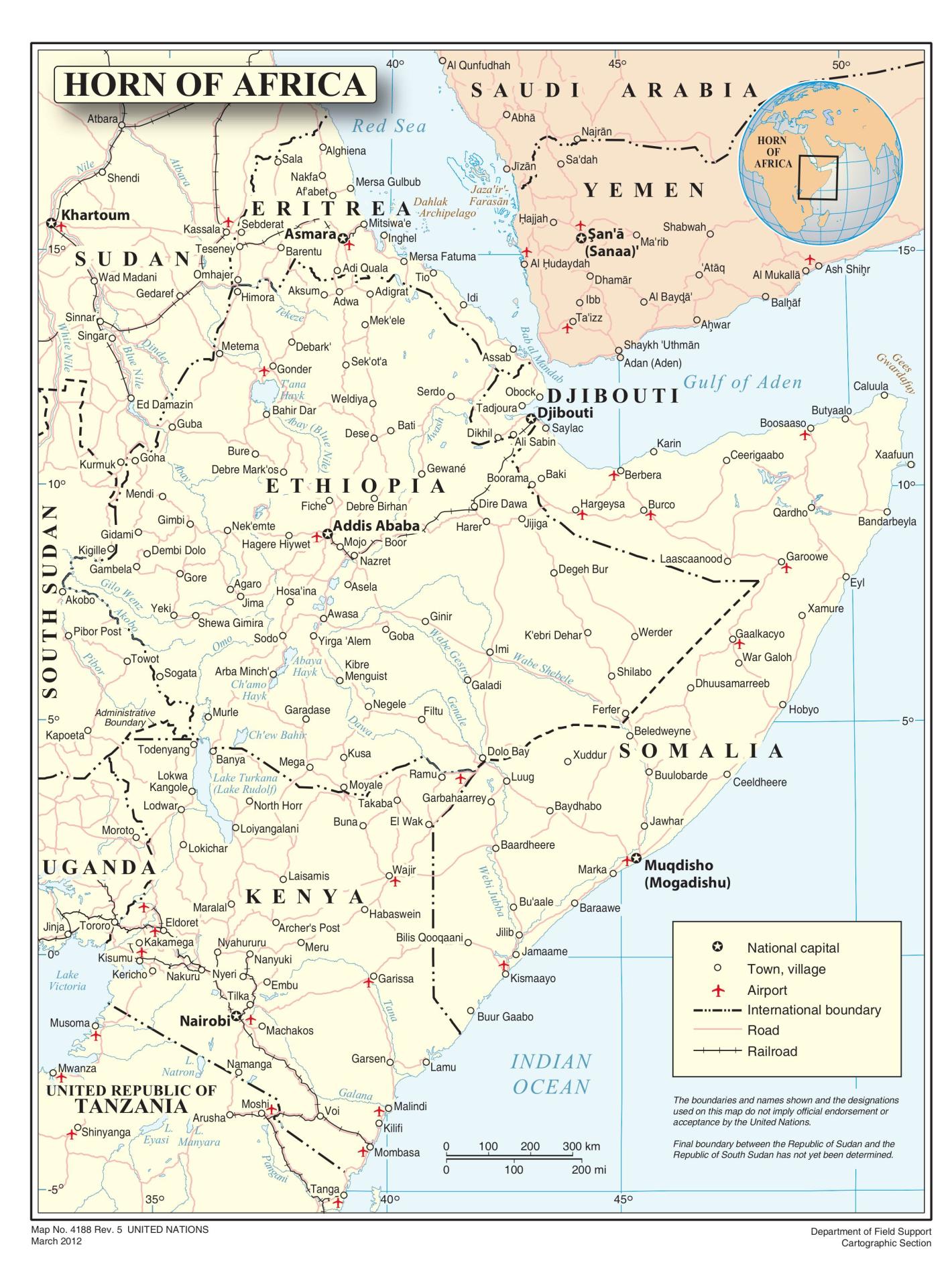 Map of the Horn of Africa